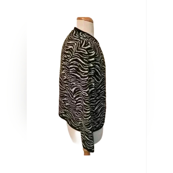 Vintage Nu Vogue Zebra Print Knit Cardigan Sweater Zip Front XXL Made In Canada - Picture 2 of 7